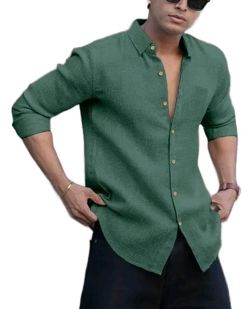 Men's Solid Linen Cotton Shirt | Full Sleeve | Summer-Regular Fit - Image 2