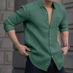 Men's Solid Linen Cotton Shirt | Full Sleeve | Summer-Regular Fit