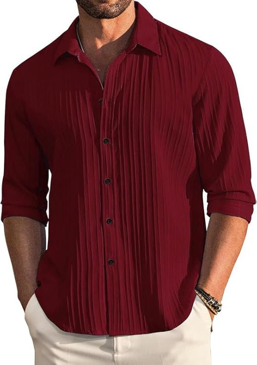 Men's Casual Button Down Shirts Long Sleeve Linen Shirt