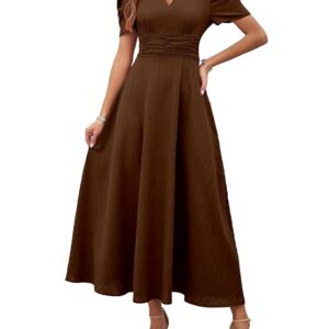 Girl's & Women's Solid Color V-Neck A-Line Maxi Dress