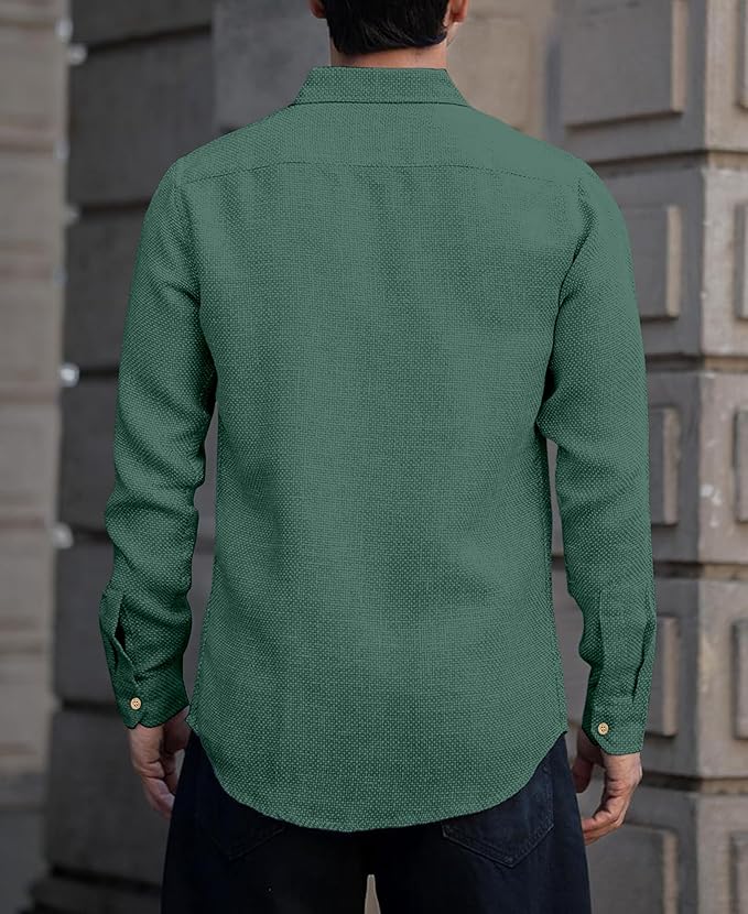 Men's Solid Linen Cotton Shirt | Full Sleeve | Summer-Regular Fit - Image 3