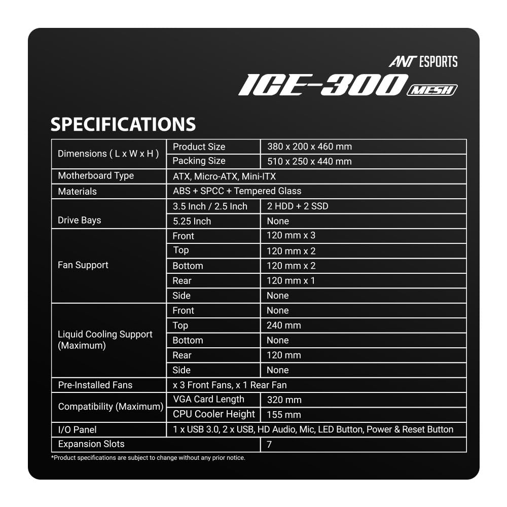 Ant Esports ICE-300 Mesh V2 Mid Tower Gaming Cabinet - Image 3