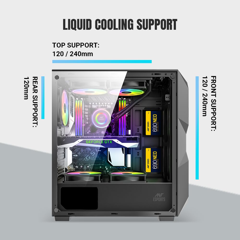 Ant Esports ICE-300 Mesh V2 Mid Tower Gaming Cabinet - Image 7