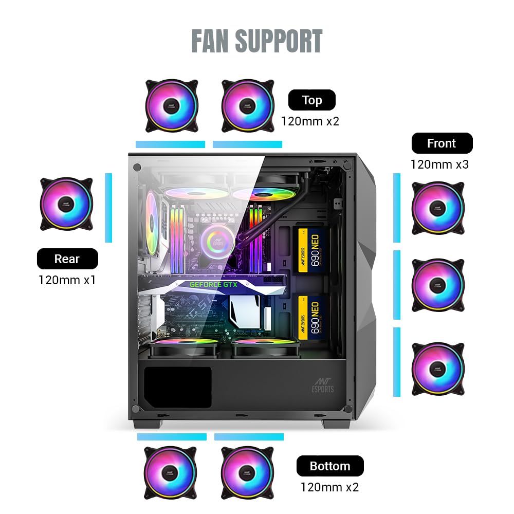 Ant Esports ICE-300 Mesh V2 Mid Tower Gaming Cabinet - Image 13